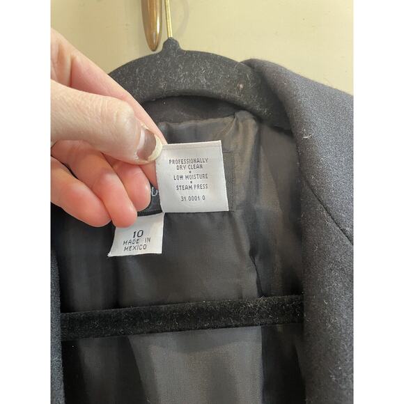 Women’s Requirements Black Wool Open Front Coat Size 10 Mid Length Collared READ - Picture 5 of 7